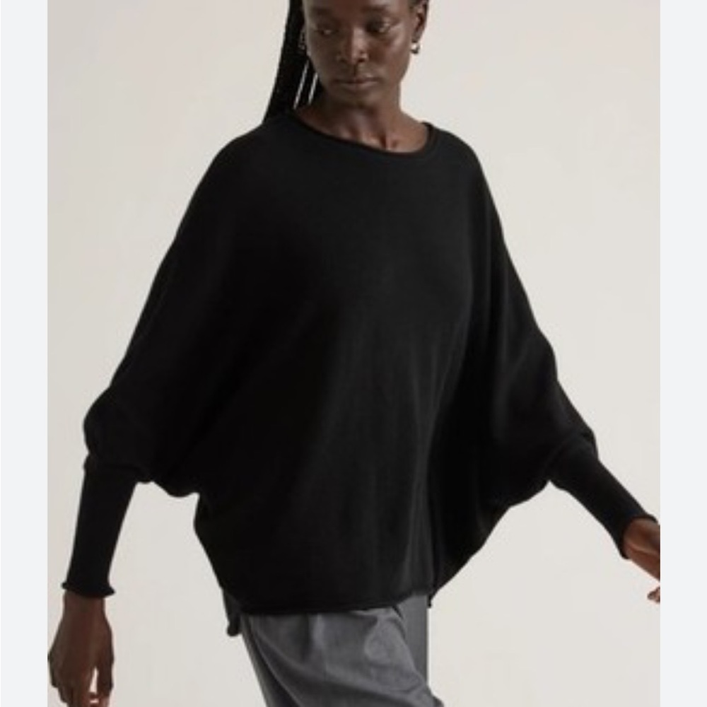 Quince Elegant Black Poncho Sweater